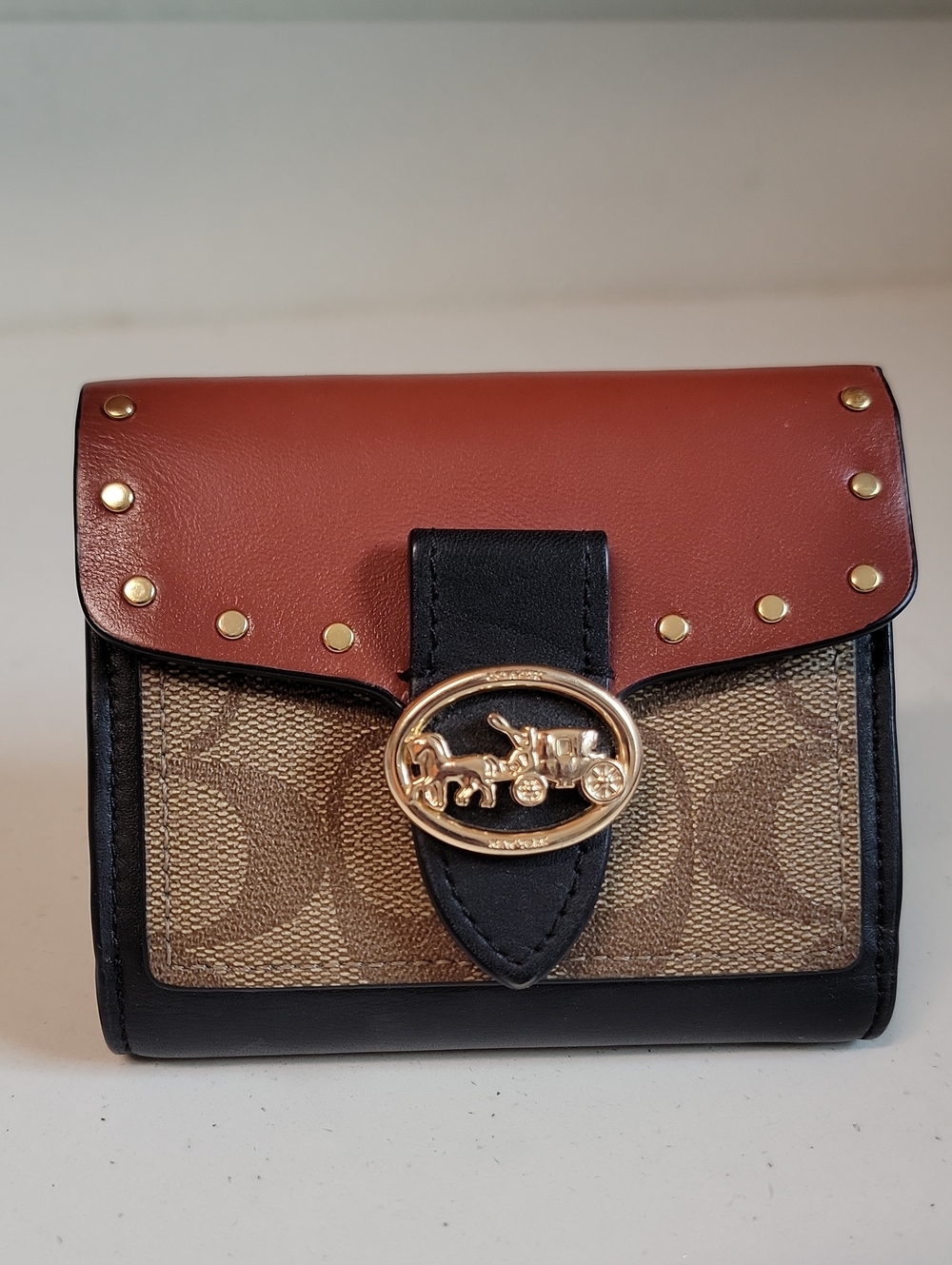 Coach Georgie Small Wallet in Colorblock Signature Canvas